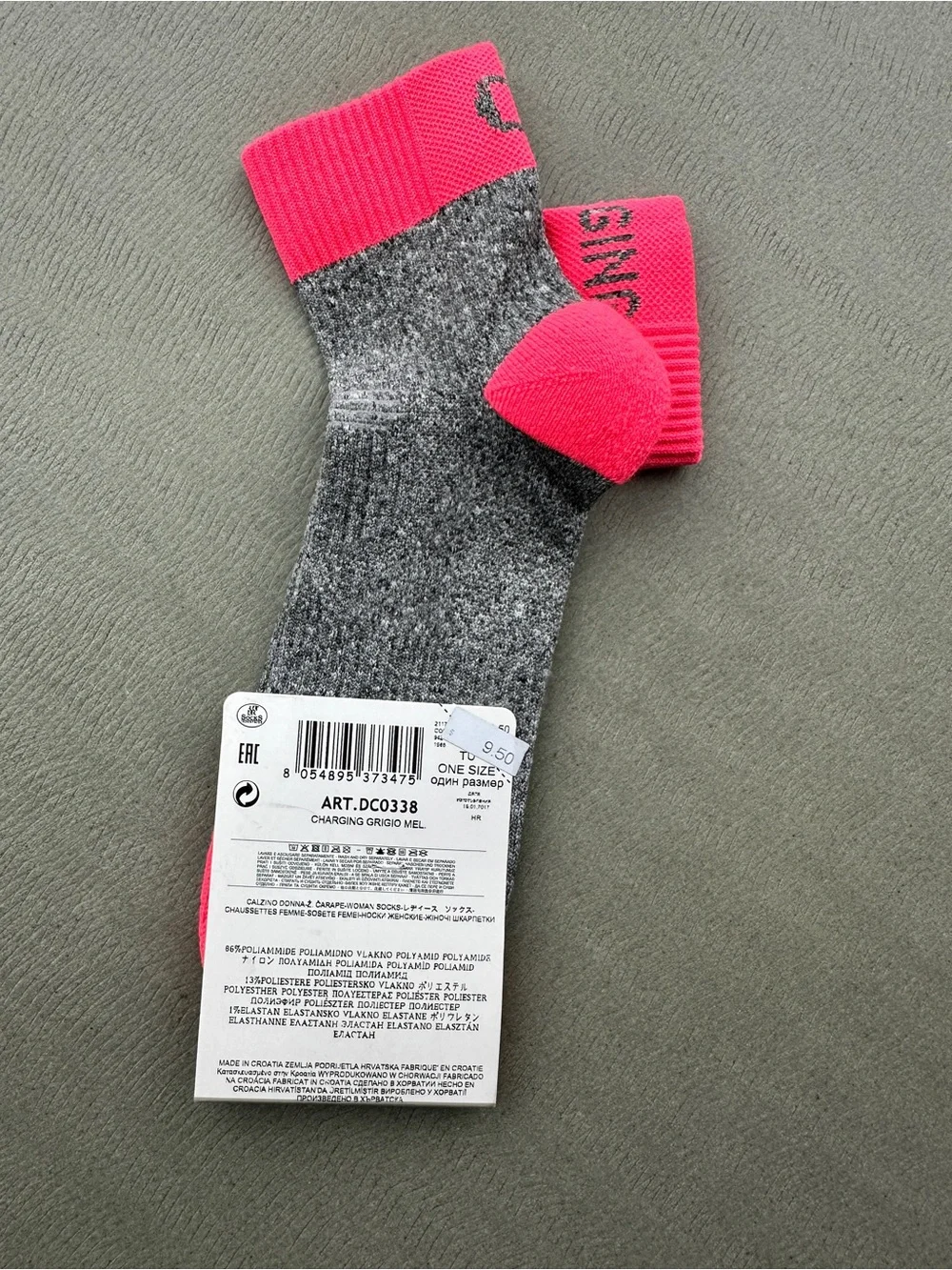 Calzedonia Women's/Unisex Gray Socks with Bright Pink Cuffs - Pack of 2